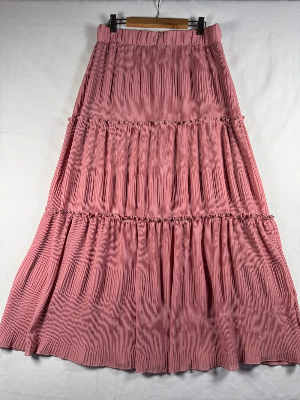 Lark + Grey Pink Fairycore Chiffon Tiered Ruffle Maxi Skirt  Size M